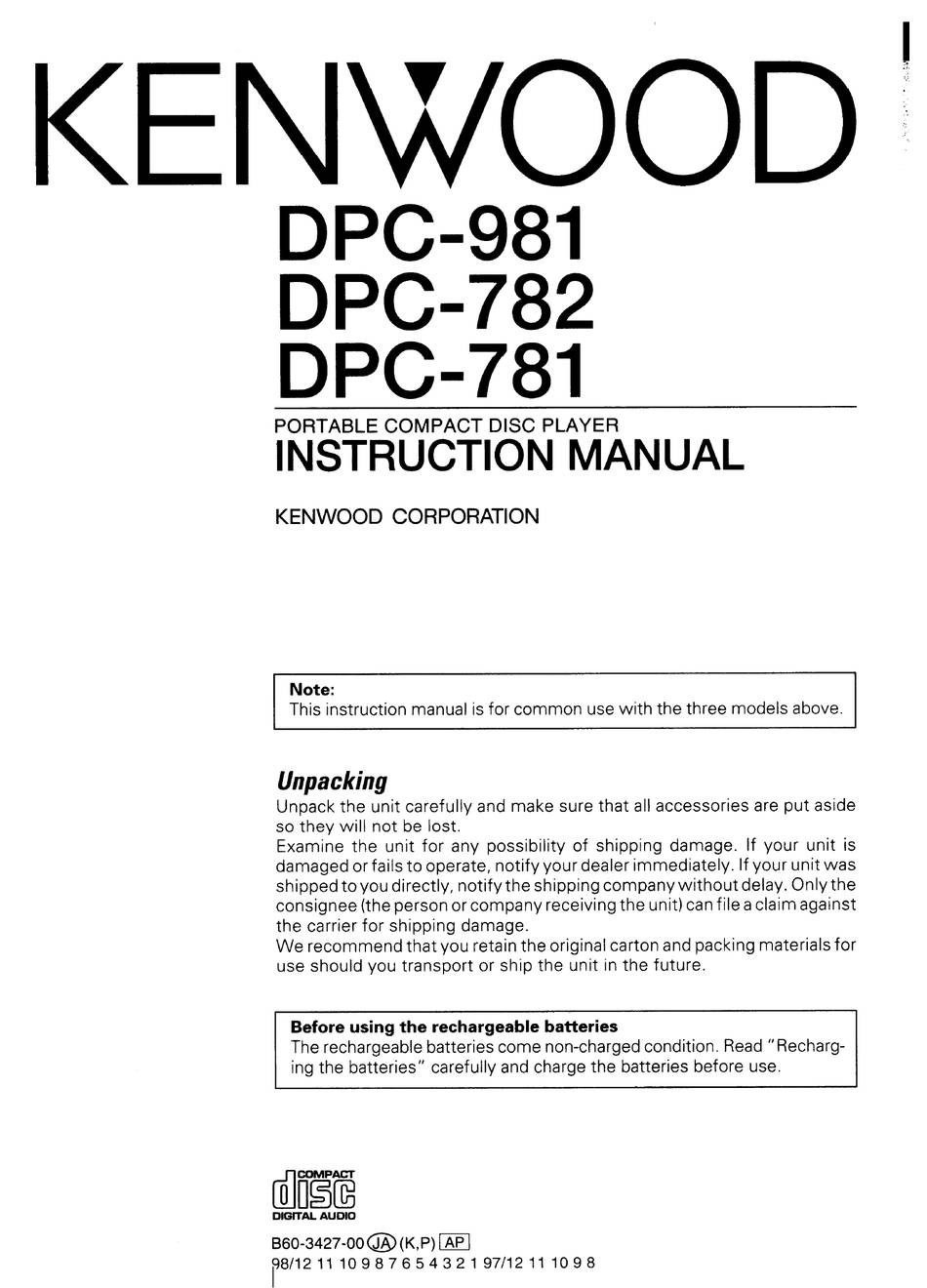 Kenwood DPC-782 Kenwood DPC-782